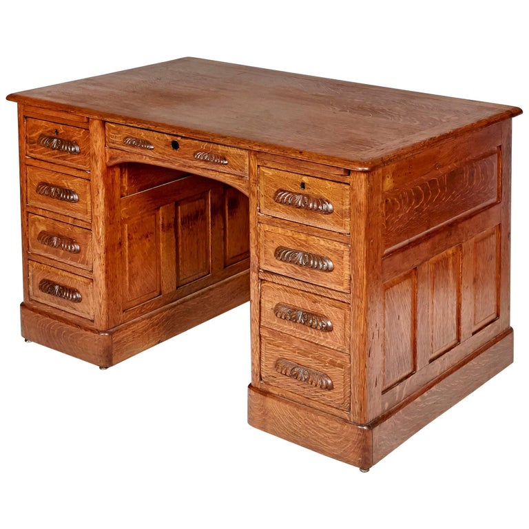 Oak Double Pedestal Desk Zef Jam Late 19th Century American Oak Double Pedestal Desk For At