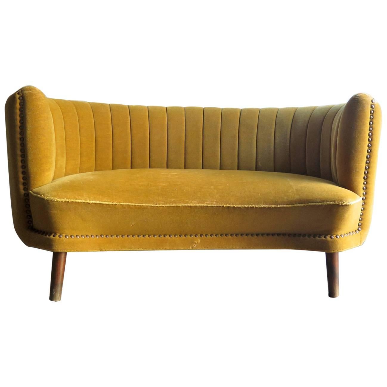 Art Deco Velvet Two Seats Charming Sofa