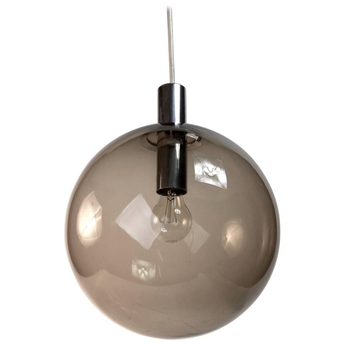 Smoked Glass Ball Fixture Attributed to Lightolier For Sale