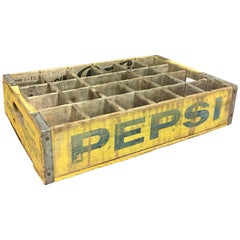 Vintage USA Pepsi Crate in Yellow and Blue