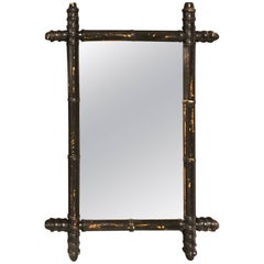 Vintage Black Faux Bamboo Mirror