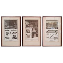 Three Mid-20th Century French Lithographs Depicting History of Plumbing
