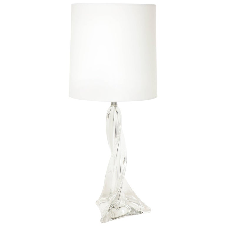 Beautiful Heavy Crystal Table Lamp, 1970s, France For Sale
