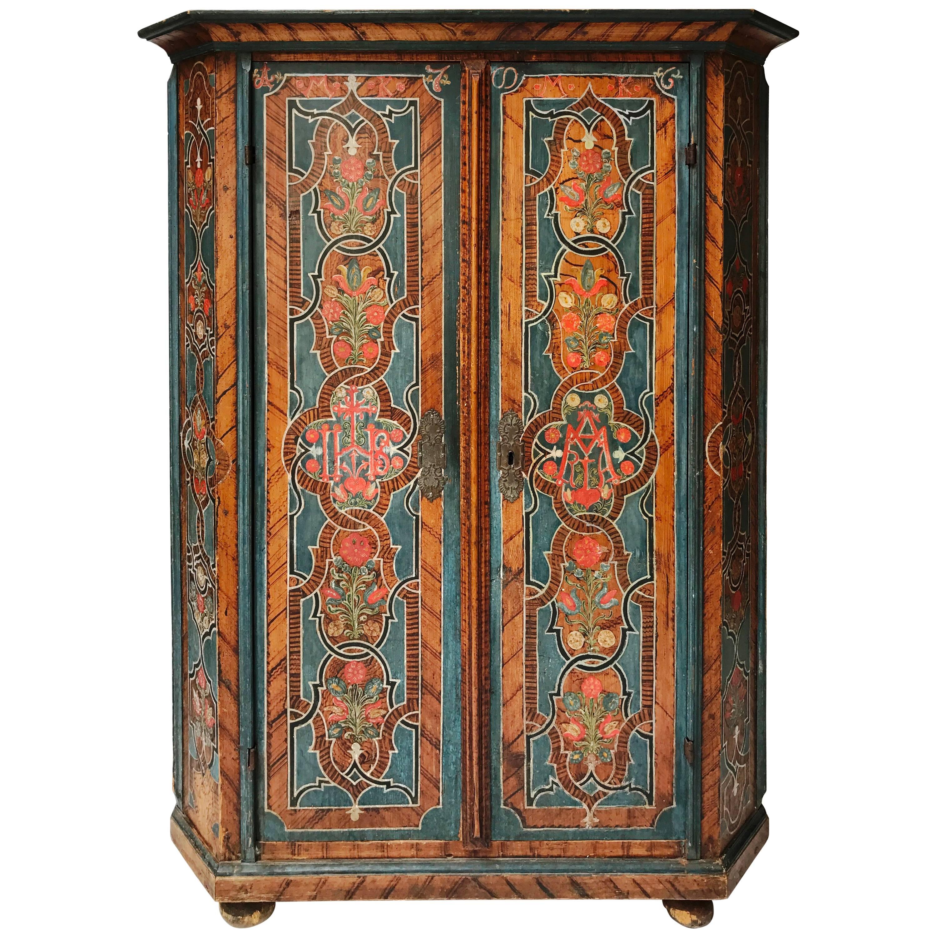 Antique Painted Armoire For Sale
