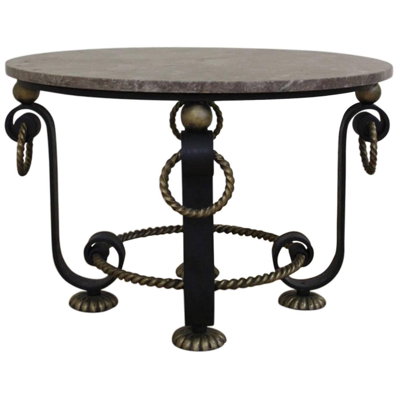 French 1940s Iron Table Attributed to Gilbert Poillerat For Sale