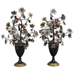 Pair of 19th Century Chinese Hardstone Floral Ornaments