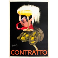 Large Original Iconic Champagne Glass Design Poster for Contratto Sparkling Wine