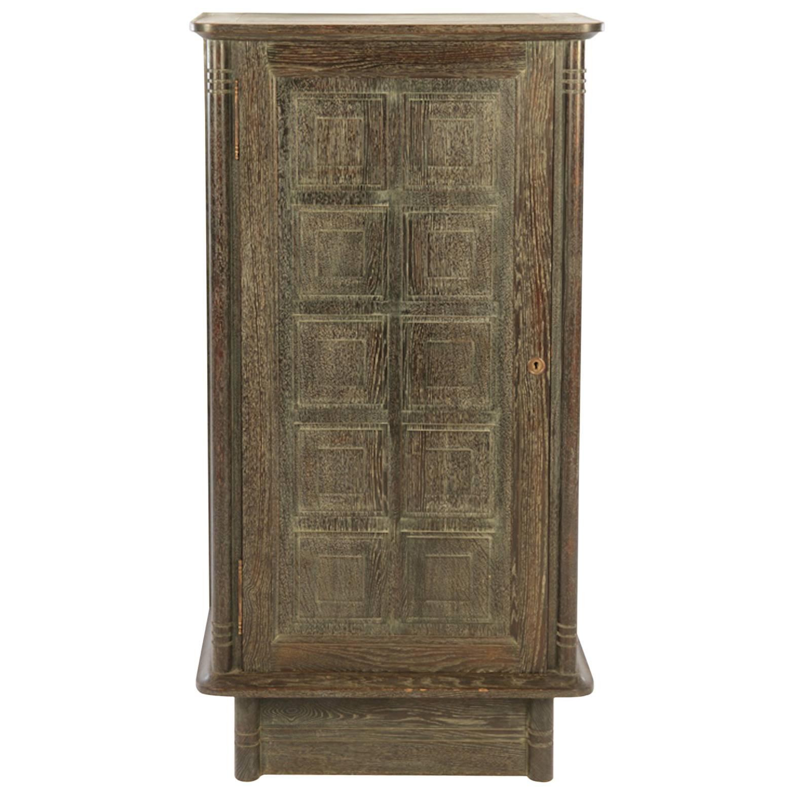 French Modernist Cerused Oak Cabinet, 1940 For Sale