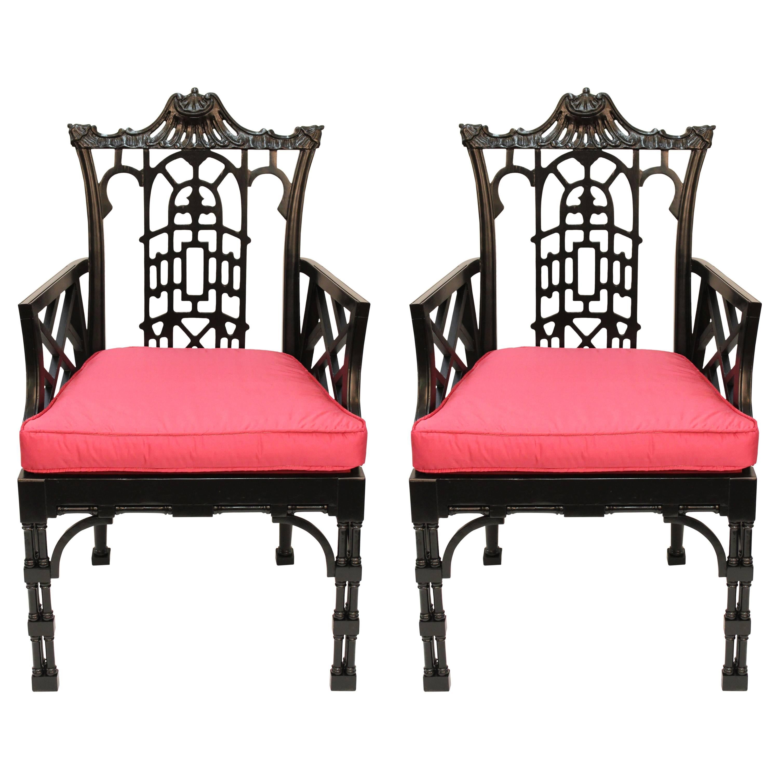 Pair of Chinese Style Chippendale Chairs