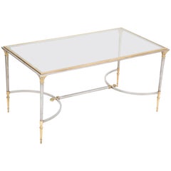 Maison Charles Steel and Gilt Bronze Coffee Table in the Maison Jansen Taste