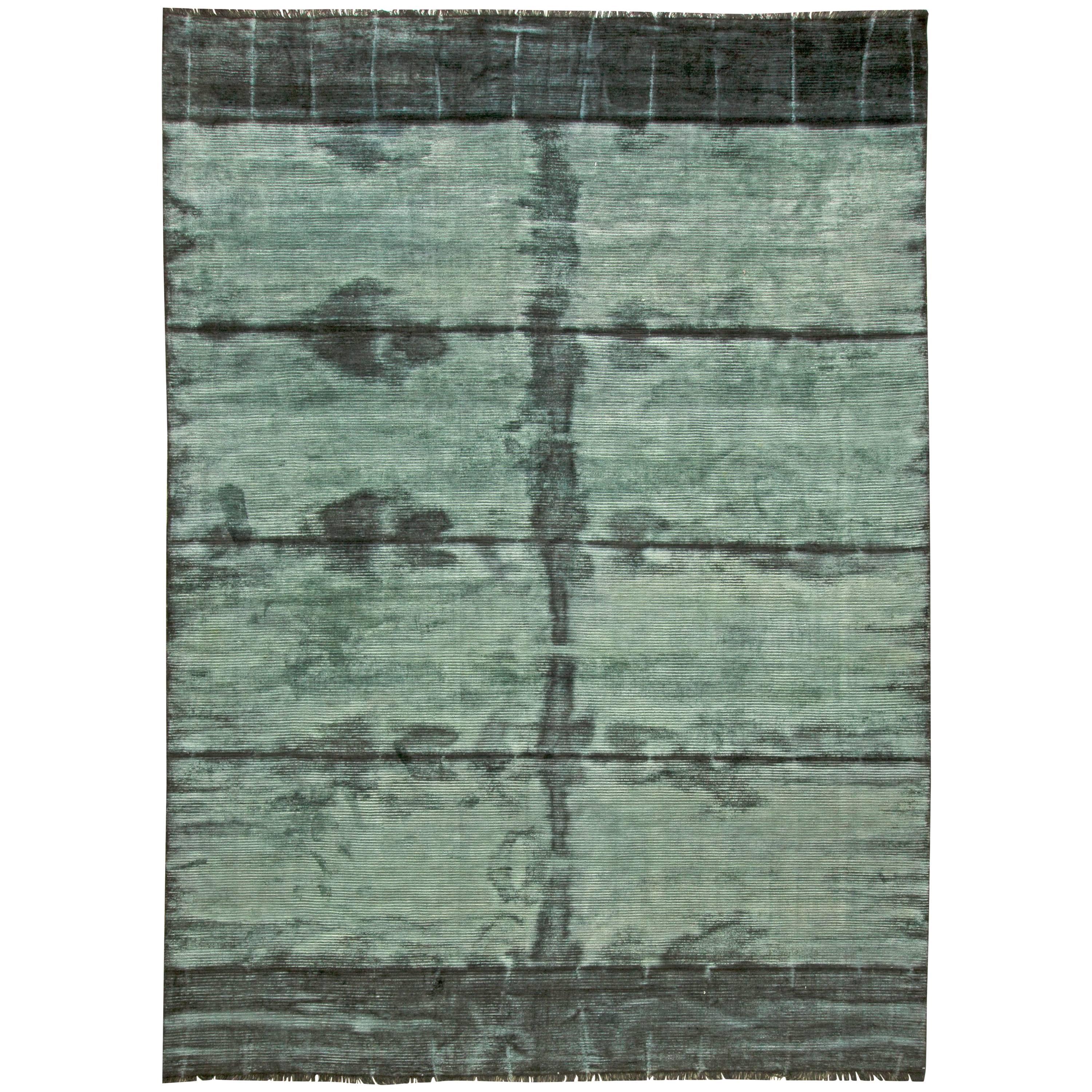 Teal Tie Dye Modern Rug