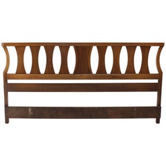 King-Size Mid-Century Modern Walnut Headboard Bed