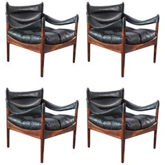 Set of Four Kristian Solmer Vedel 'Modus' Rosewood Lounge Chairs