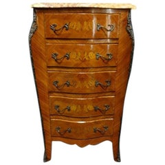 Serpentine French Kingwood Five-Drawer Commode Chest of Drawers