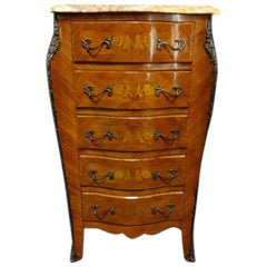 Antique Serpentine French Kingwood Five-Drawer Commode Chest of Drawers