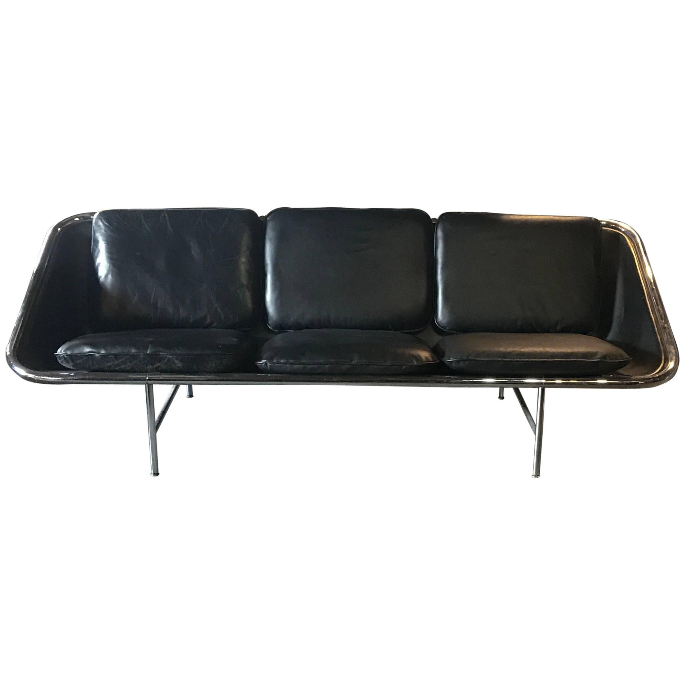 George Nelson "Sling" Sofa Black Leather for Herman Miller