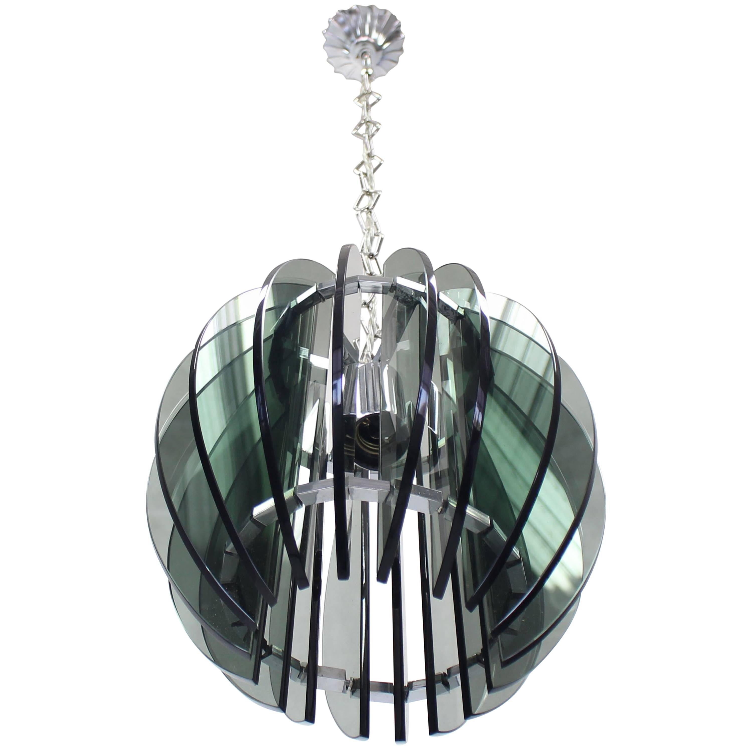 Veca Italian Mid-Century Modern Baseball Shape Light Fixture Pendant Chandelier For Sale