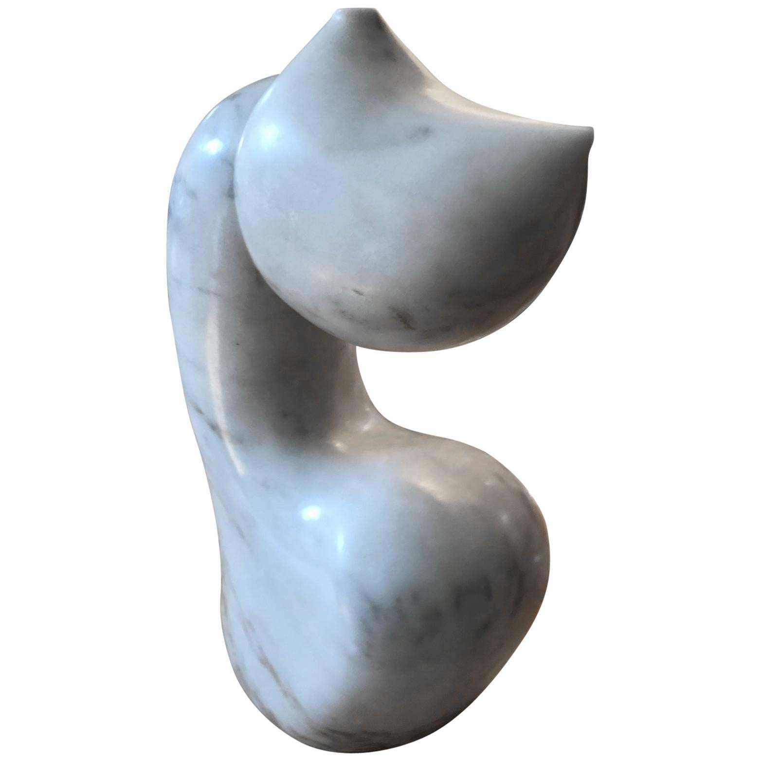  Abstract Biomorphic White Marble Sculpture by Mario Denoto