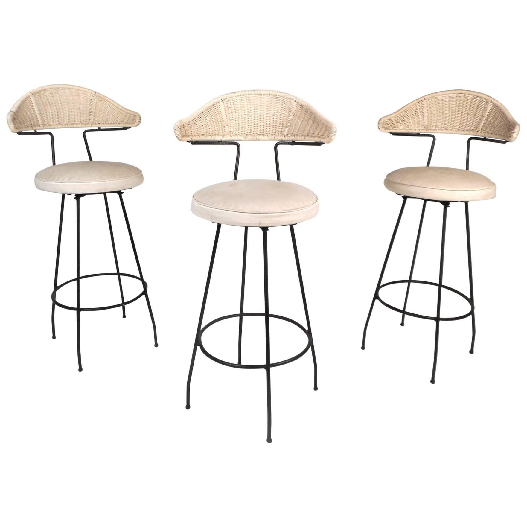 Set of Three Mid-Century Swivel Salterini Bar Stools by Maurizio Tempestini