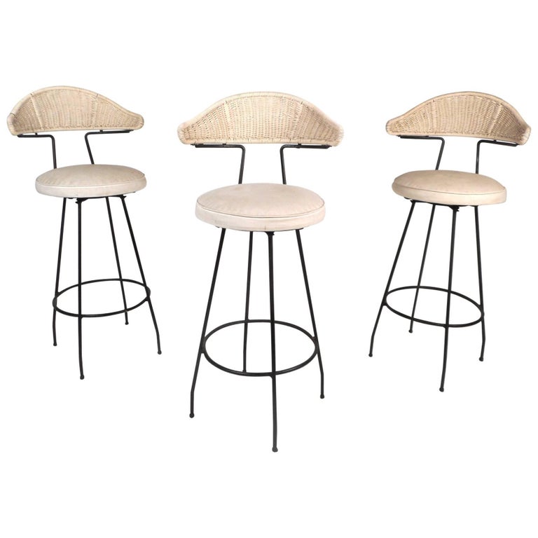 Set of Three MidCentury Swivel Salterini Bar Stools by Maurizio