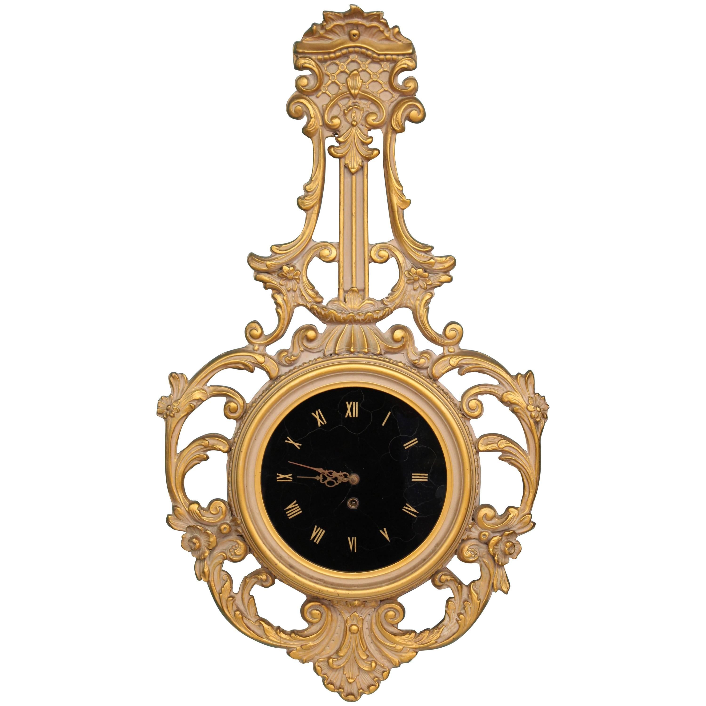 1950s Wall Clock with Églomisé
