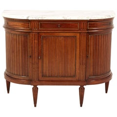 Antique French Mahogany and Brass Sideboard with Marble Top, circa 1910