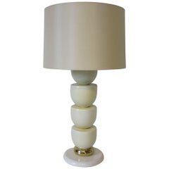Retro Lacquered Wood and Brass Table Lamp in the Style of Steve Chase / Karl Springer