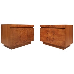 Pair of Mid-Century Modern Burl Nightstands by Milo Baughman