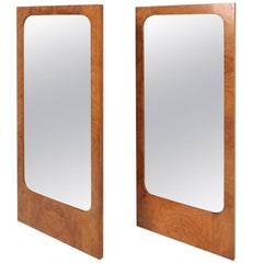 Pair of Mid-Century Modern Burl Mirrors by Lane Furniture