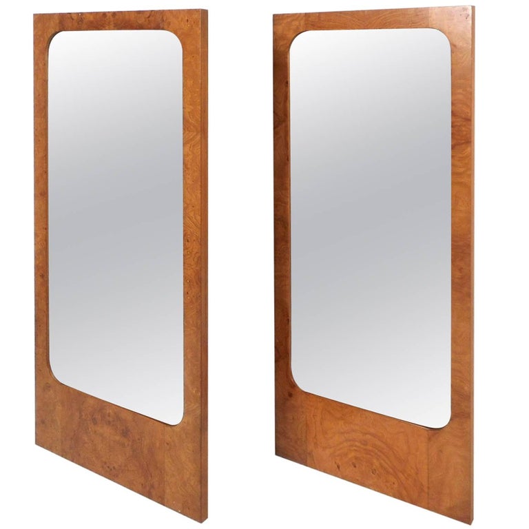 Pair of MidCentury Modern Burl Mirrors by Lane Furniture at 1stDibs