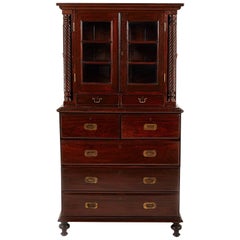 Rare Antique Rosewood Colonial Campaign Cabinet
