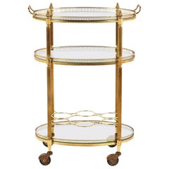 Antique Brass Oval Drinks Trolley