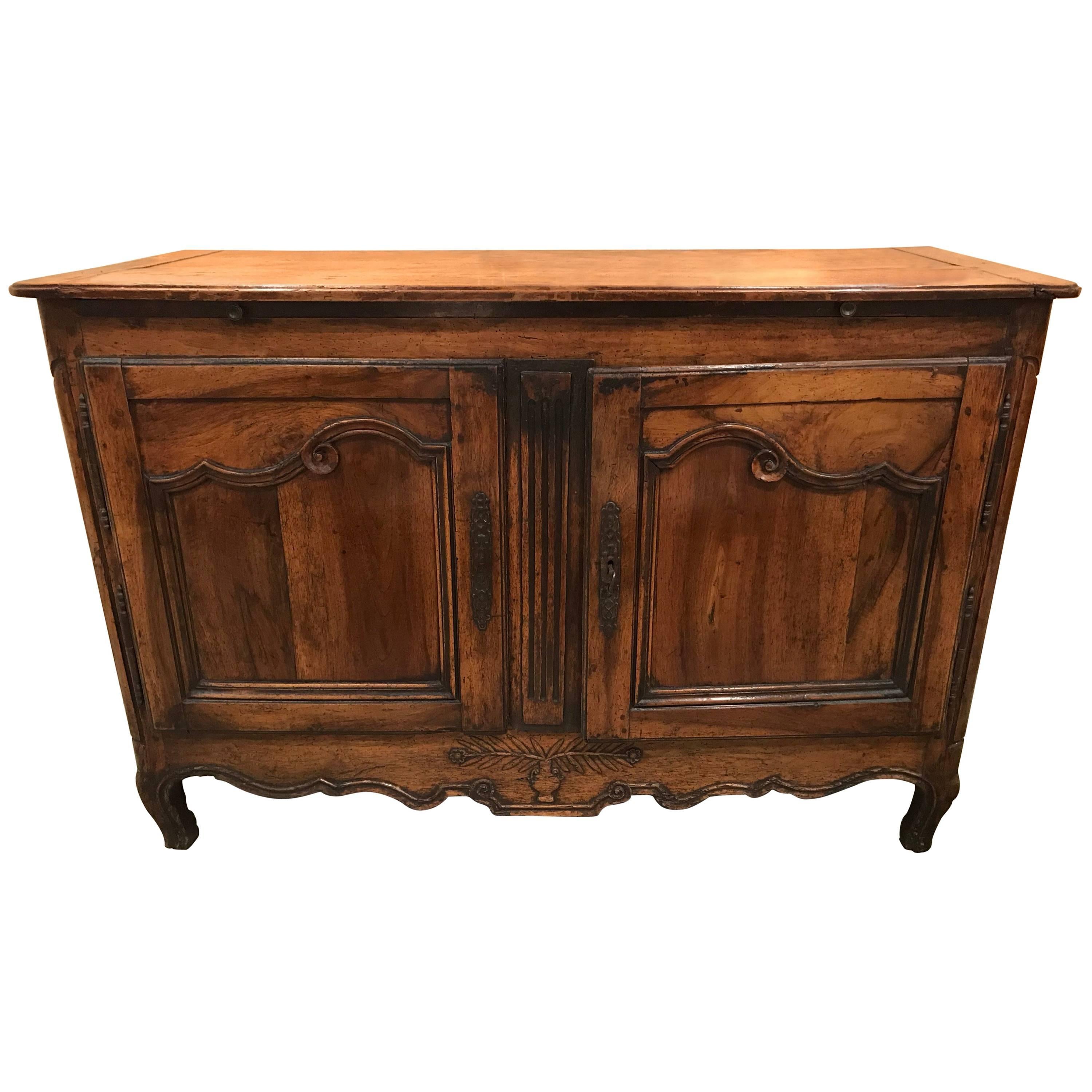 18th Century Louis XV Original Walnut Provincial French Buffet For Sale