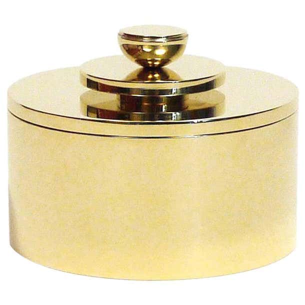 Contemporary Round Swedish Brass Modern Minimalist Artisan Box For Sale ...