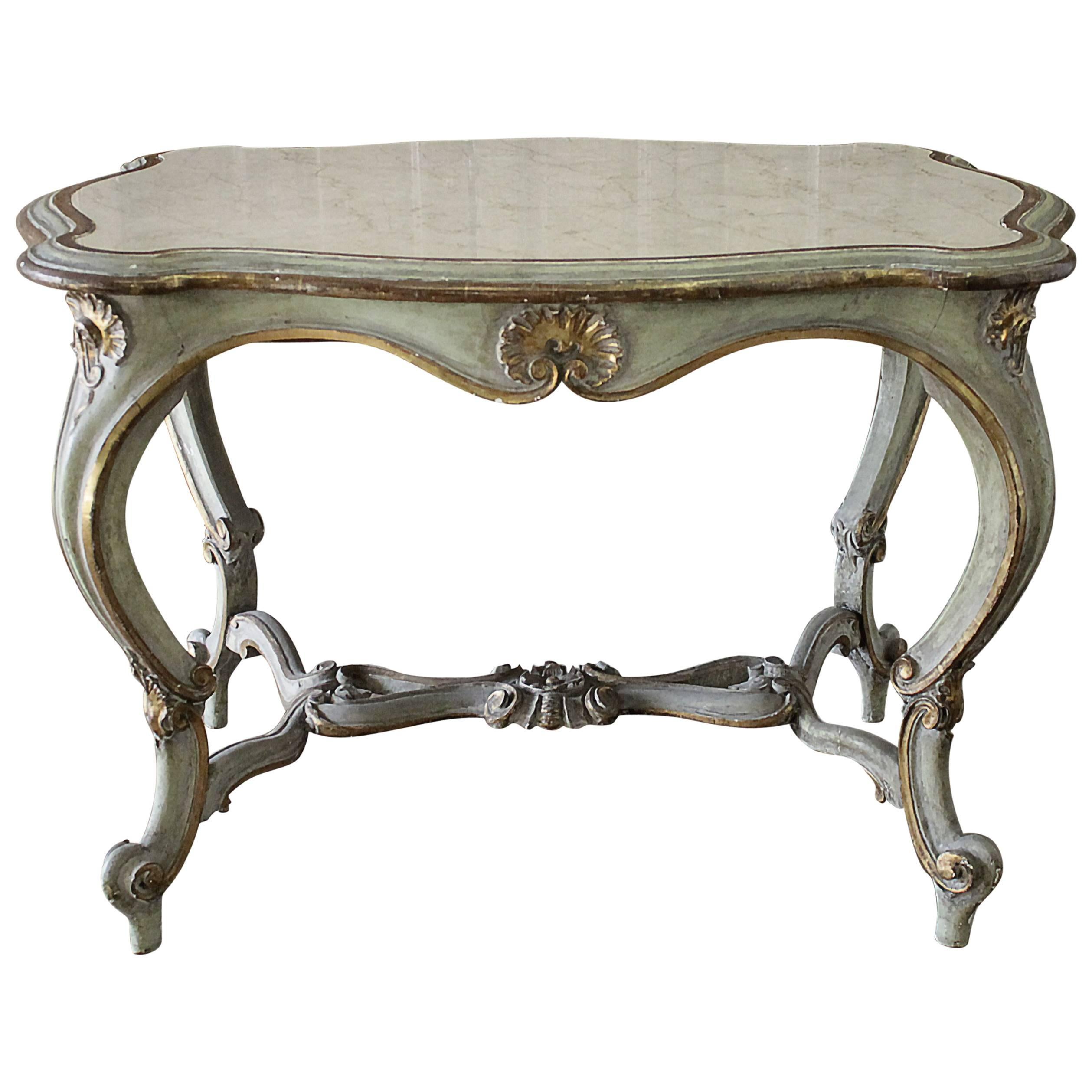 19th Century Painted and Carved Louis XV Style Centre Table