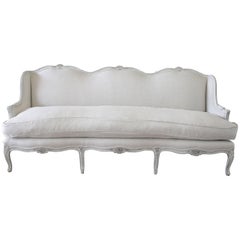 20th Century Painted and Upholstered Country French Sofa in Belgian Linen
