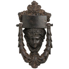Antique French Athena Face Iron Door Knocker