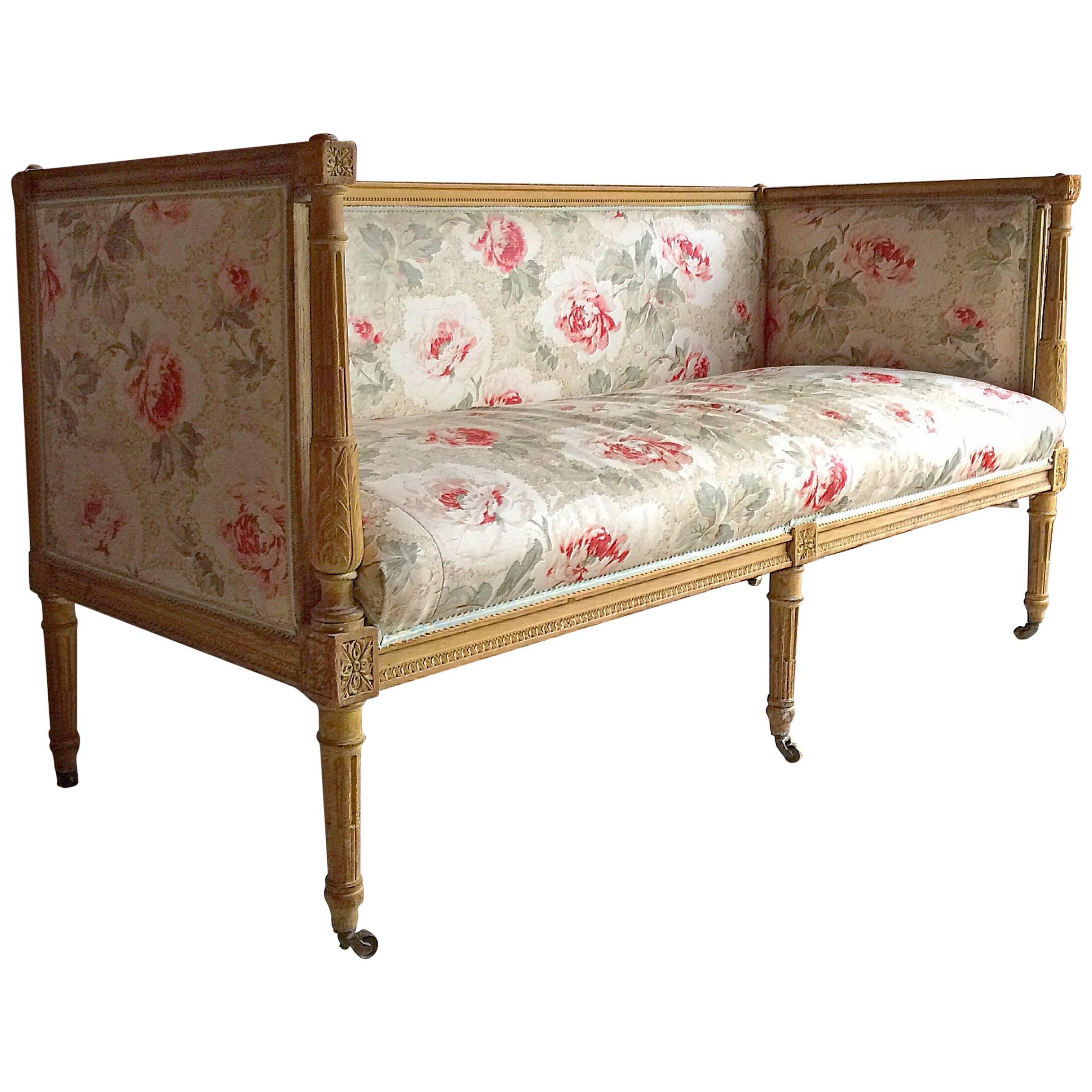 Antique 18th Century French Louis XV Salon Sofa Settee Painted Beech, circa 1770