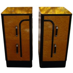 Art Deco Machine Age Style Pair of Nightstands or Side Tables