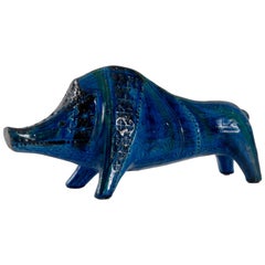 Bitossi Rimini Blaues Wildschwein, Italien, ca. 1965
