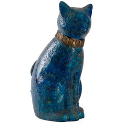 Vintage Bitossi Londi Designed 'Cinese' Glaze Sitting Cat, circa 1968