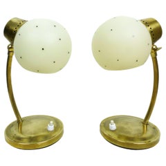 Pair of German Brass Nightstand Lamps from the 1950s