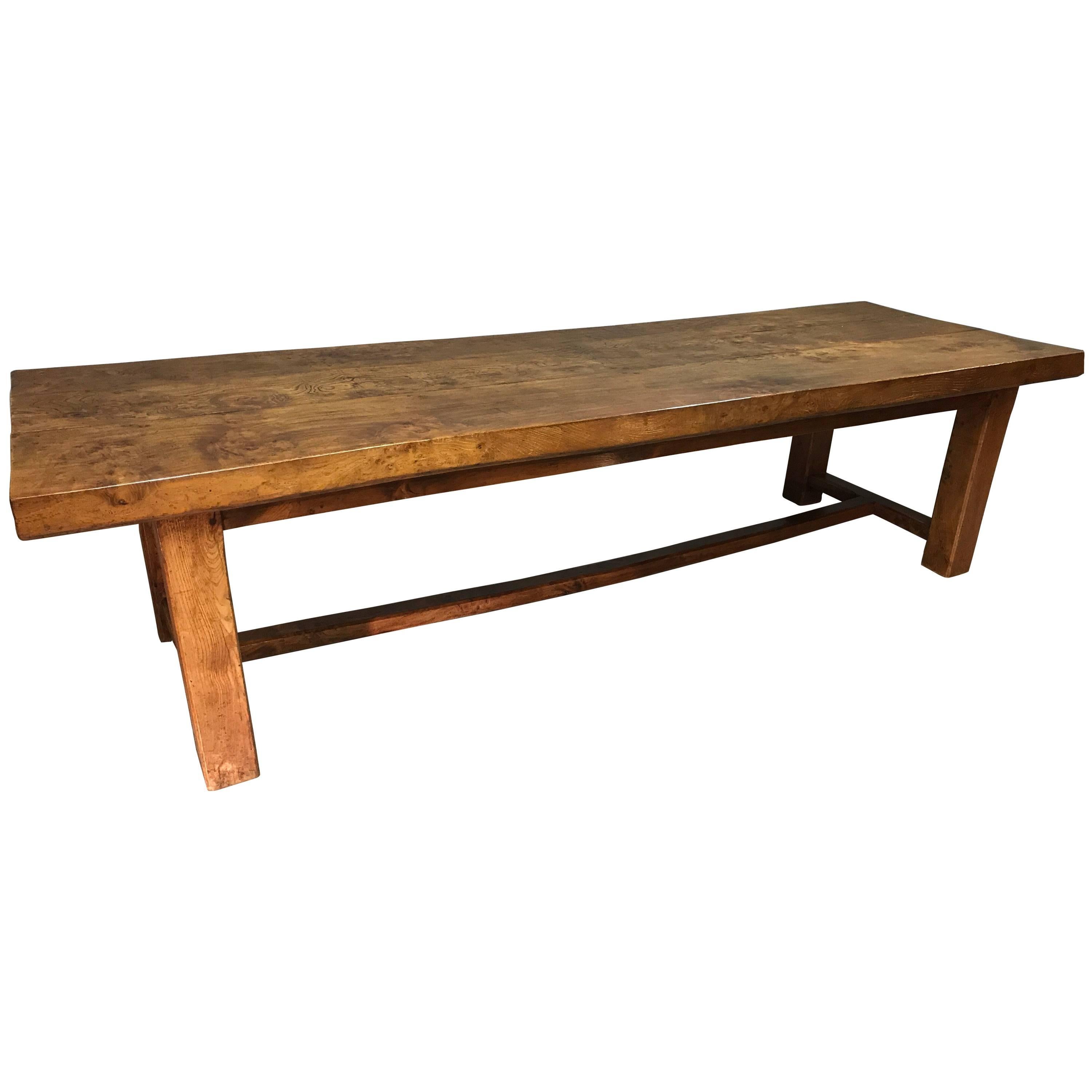 Late 19th Century Exceptionally Large Elm French Farmhouse Table