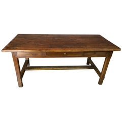 Antique Cherry Centre Stretcher Table with Beautiful Top