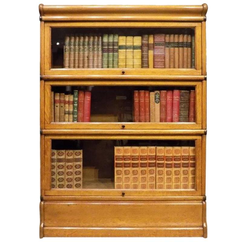 Oak Edwardian Three Stacking Bookcase by Globe Wernicke