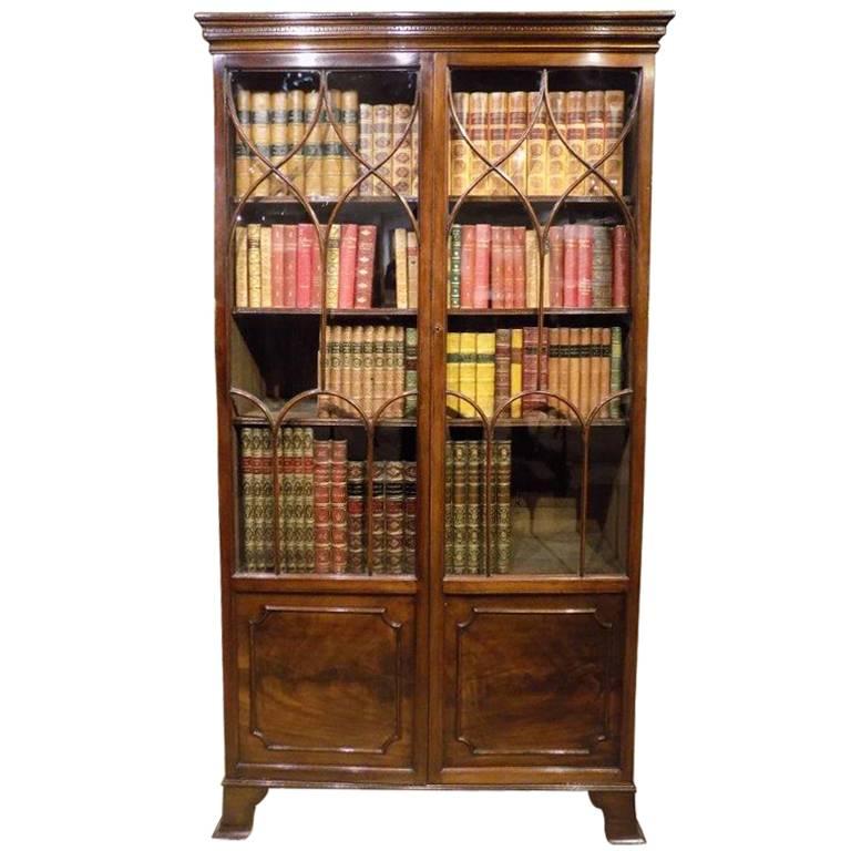 Fine Quality Mahogany Edwardian Period Astragal Glazed Bookcase