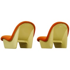 Pair of orange Sadima Chairs by Luigi Colani, BASF 1970s, Space Age