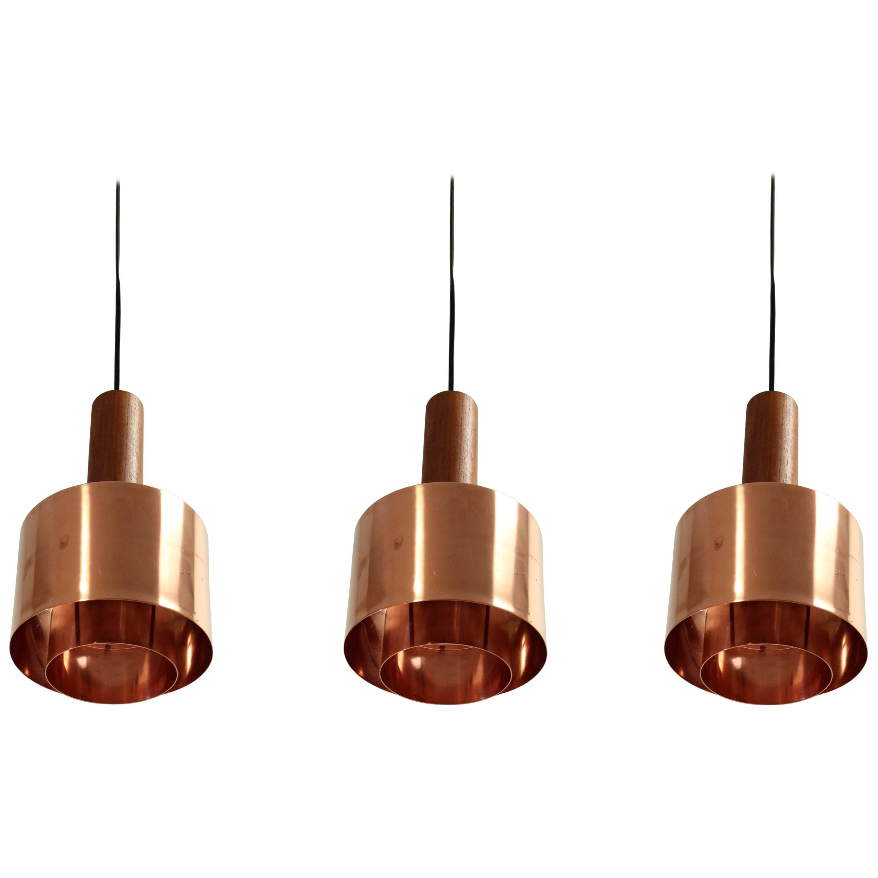 Set of Three Large Midcentury Pendant Lights, 1960s