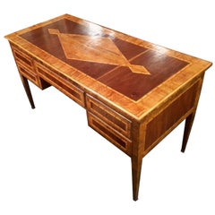 Italian 19th Century brown walnut inlaid  Desk