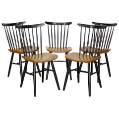 Tapiovaara Style Spindle Back Dining Chairs by Pastoe Dutch Design, 1950s